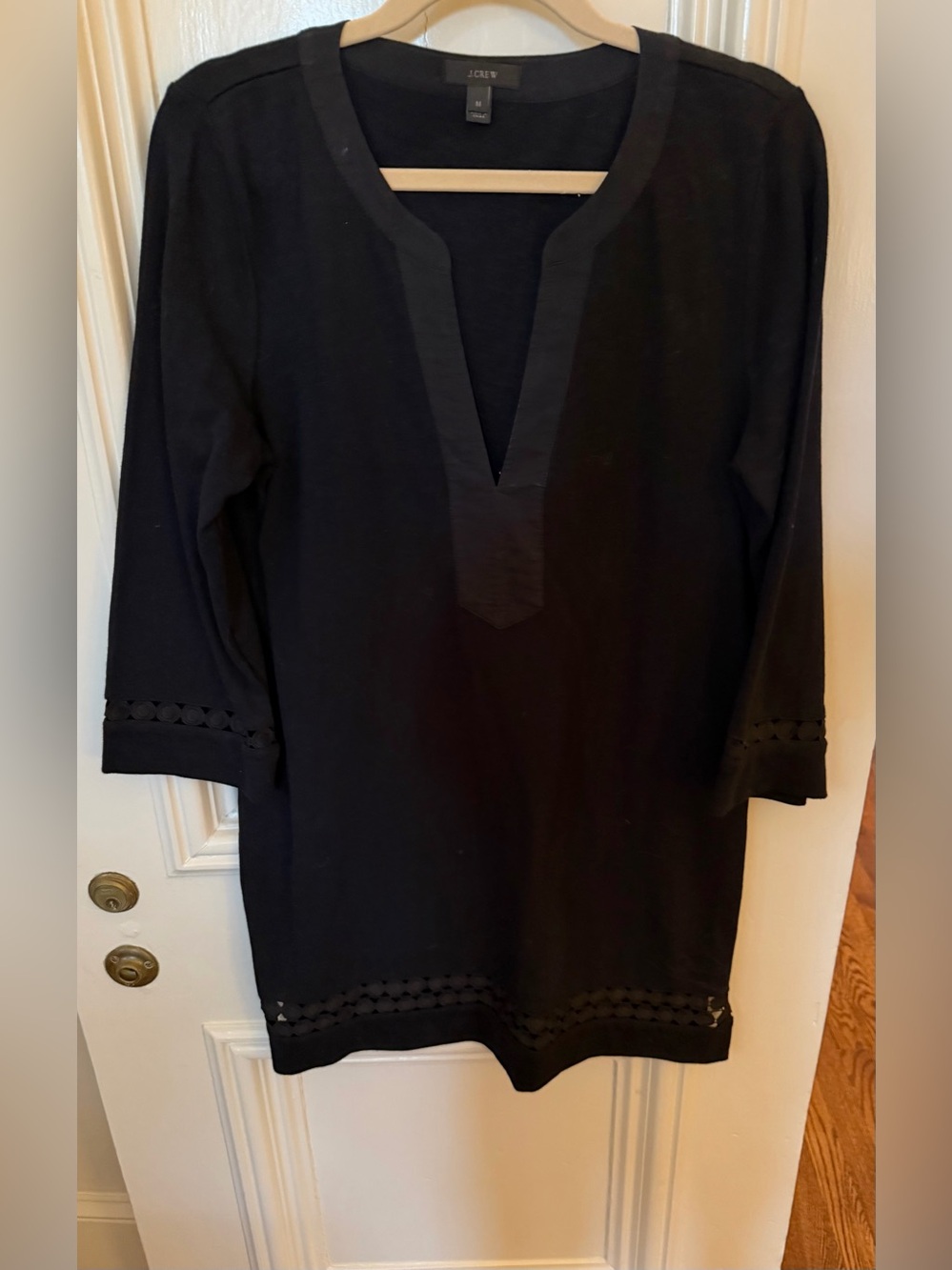 J. Crew Black Tunic Dress with Trim